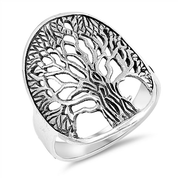 Antiqued Tree of Life Celtic Large Ring .925 Sterling Silver Band Jewelry Female Male Unisex Size 8