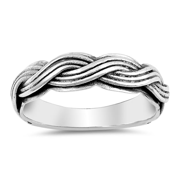 Antiqued Twisted Band Punk Style Weave Ring .925 Sterling Silver Jewelry Female Male Unisex Size 6