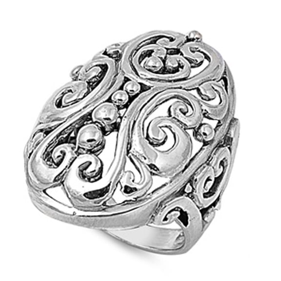 Antiqued Victorian Style Filigree Swirl Ring 925 Sterling Silver Band Jewelry Female Male Size 5
