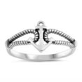 thumbnail image 1 of Antiqued Vintage Captain Anchor Mariner Cross Sterling Silver Ring 925 Jewelry Female Male Size 4, 1 of 4