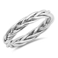 thumbnail image 1 of Antiqued Weave Boho Stackable Knot Wedding Ring Sterling Silver Band 925 Jewelry Female Male Size 7, 1 of 4
