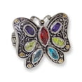 thumbnail image 1 of Antiqued silver and Dark Multi CZ wholesale butterfly ring, 1 of 1
