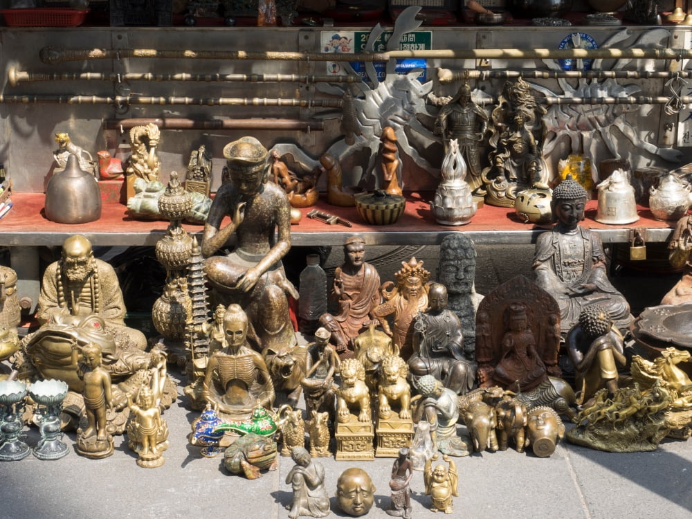 Antiques for sale on street Nagwon-Dong Jongno District Seoul South Korea Canvas Art - Panoramic Images (24 x 36)