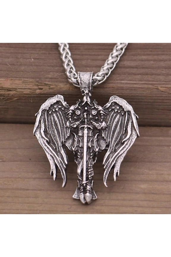 Antiquing Cross Wings Pendant Talisman Viking Men Neckalce Archangel StMichael Protect Pendant Angel Wings Jewelry