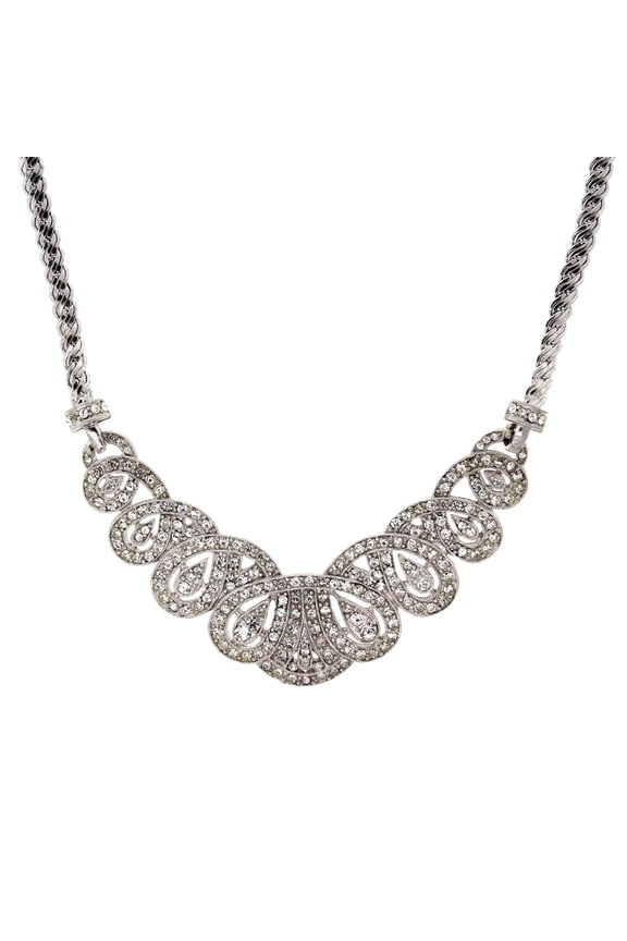 Crystal St. James Club Scalloped Pave Necklace 18