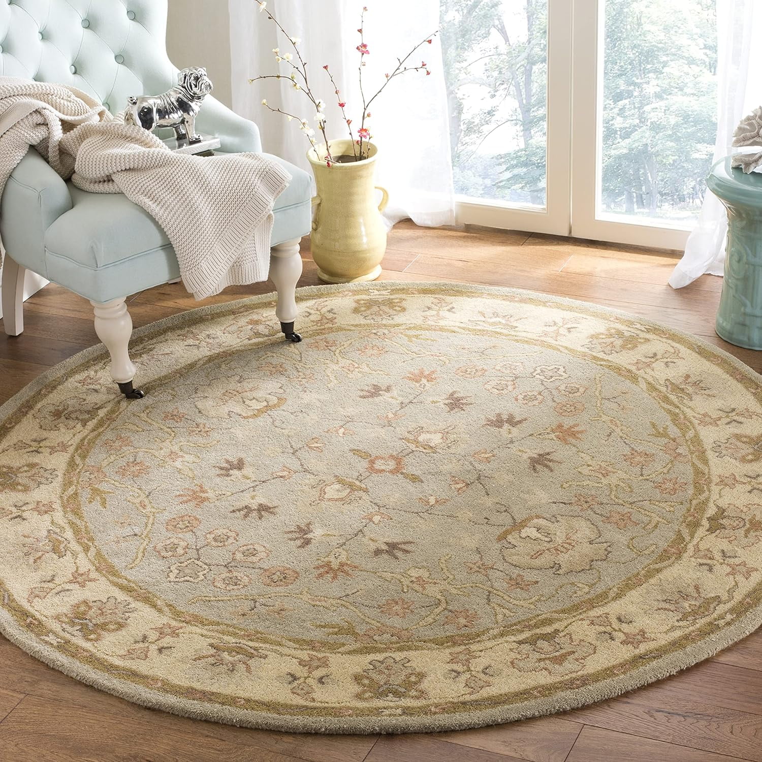 Handmade Elegance Gray Wool 6' Round Tufted Area Rug