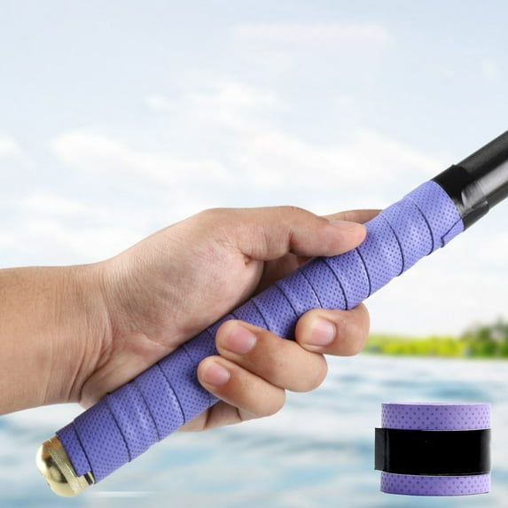 Antis Slip Sweat Absorbing Racket Grip Tape | Polyurethane Handle Wrapping Tape for Fishing Rod, Badminton, Tennis | 5 Rolls Purple
