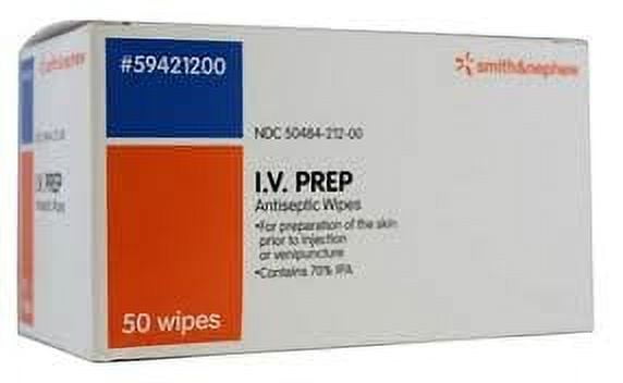 Antiseptic Wipe IV PREP Isopropyl Alcohol 70% Individual Packet Box of 50 8 Pack