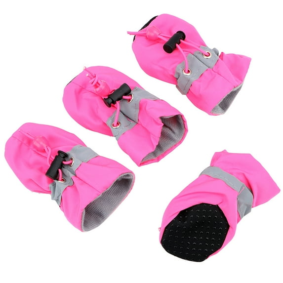 Antiskid Puppy Shoes 4pcs Soft-soled Dog Shoes with Adjustable Drawstring Waterproof Dog Boots Pet Paw Care Protector for Small, Medium Pets Dogs