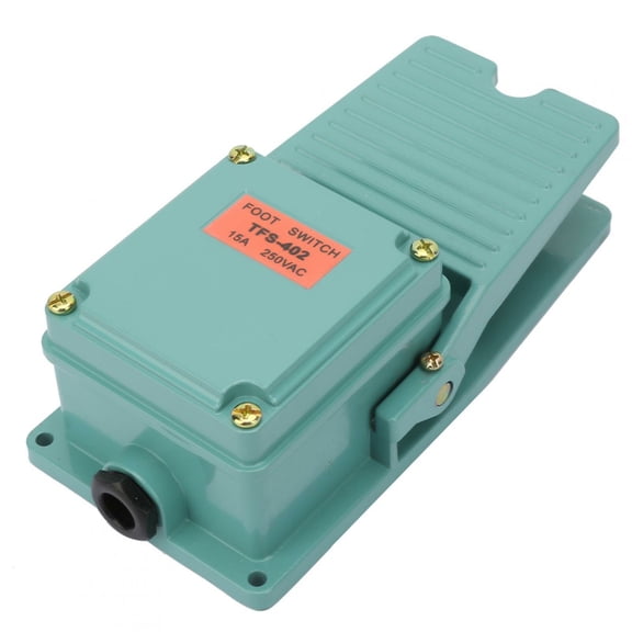 Antislip Industrial Foot Operated Pedal Switch, IP67 Waterproof Momentary Footswitch with Adjustable Memory, AC 250V 10A for Tools and Hydraulic Machines, Green
