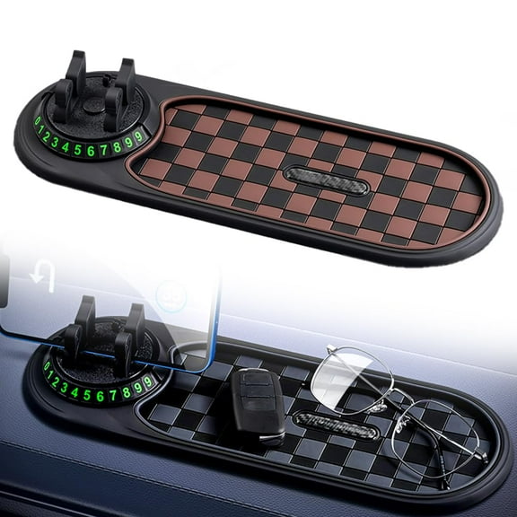 Antislip Phone Mat for Car - Multi Functional Support Anti Slip Pad with Temporary Parking Number, Dashboard Mat for Phone & Keys
