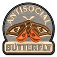thumbnail image 1 of Antisocial Butterfly Moth Introvert Applique Multi-Color Embroidered Hook & Loop Patch - 2.0 Inch Mini, 1 of 5