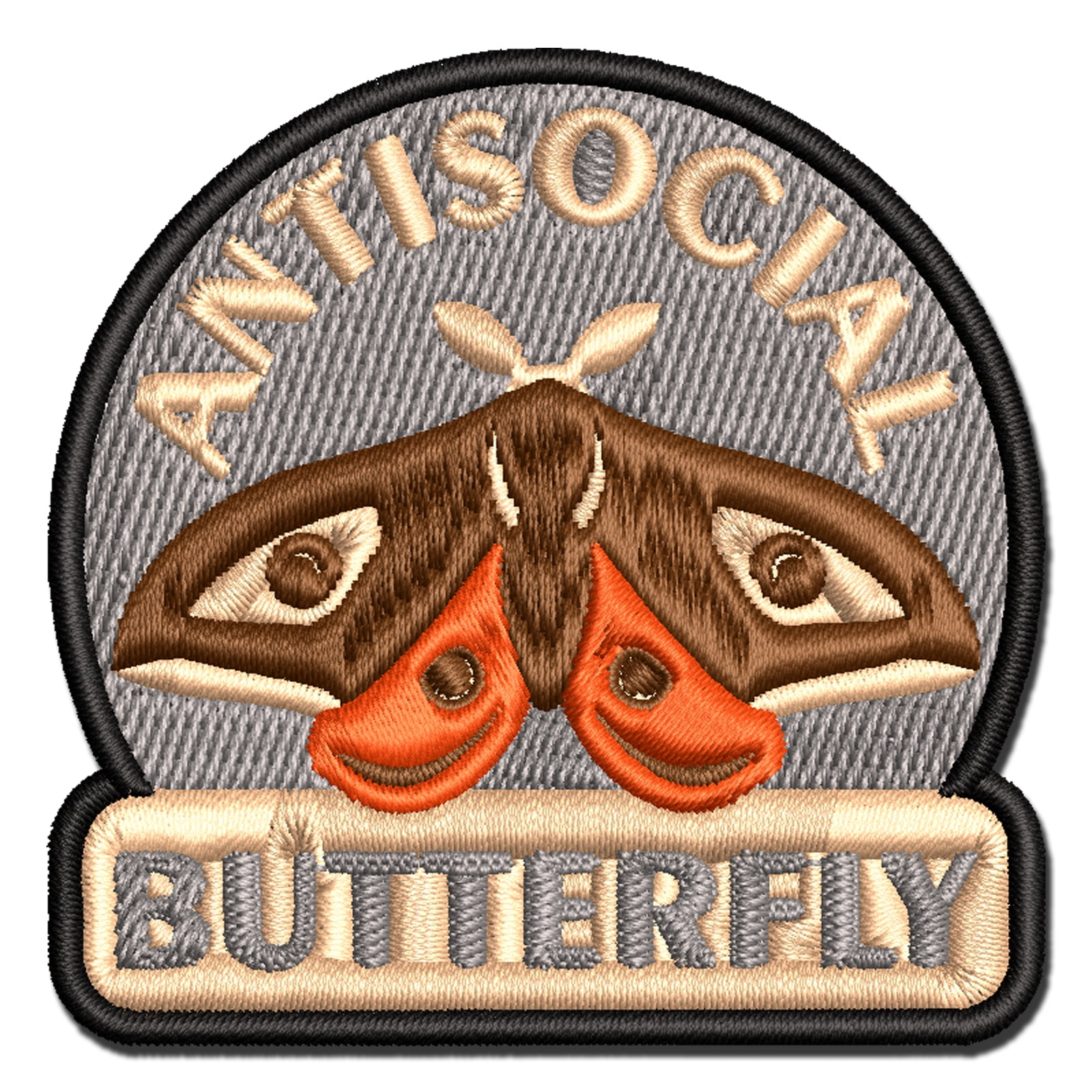 Antisocial Butterfly Moth Introvert Applique Multi-Color Embroidered Iron-On Patch - 3.5 Inch Large