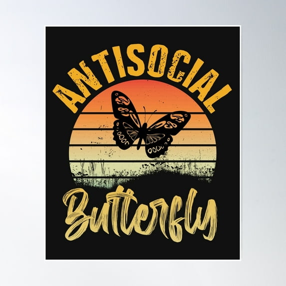 Antisocial Butterfly Poster Wall Art, Modern Wall Decor, 16x16 UNFRAMED