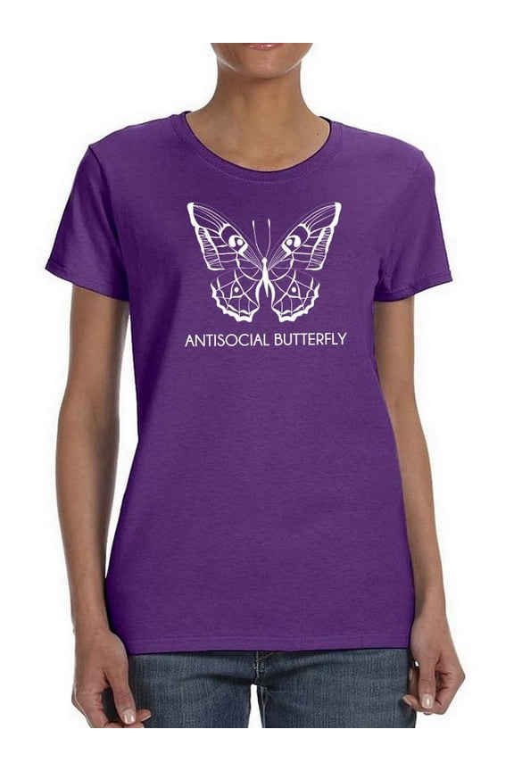 Antisocial Butterfly T-Shirt Women -Smartprints Designs, Female Large