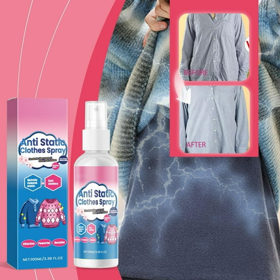 Anti-Static Clothing Spray | 200ml/300ml Quickly Removes Static Cling | Long-Lasting Fabric-Friendly Formula | Wrinkle Release | For Wool Silk & More | 2/3 Pack | Portable Size