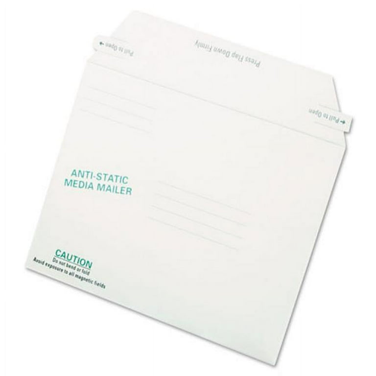Antistatic Fiberboard Disk CD/DVD Mailer, Cheese Blade Flap, Redi-Strip Adhesive Closure, 6 x 8.63, White, 25/Box Antistatic Fiberboard Disk CD/DVD Mailer, Cheese Blade Flap, Redi-Strip Adhesive Closure, 6 x 8.63, White, 25/Box