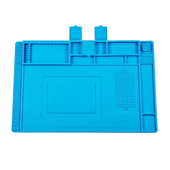 Antistatic Silicone Soldering Mat 45X30cm, Heat Resistant Repair Pad For Electronics, Non-Slip Work Station For Mobile Phone PC Watch Fixing, Blue