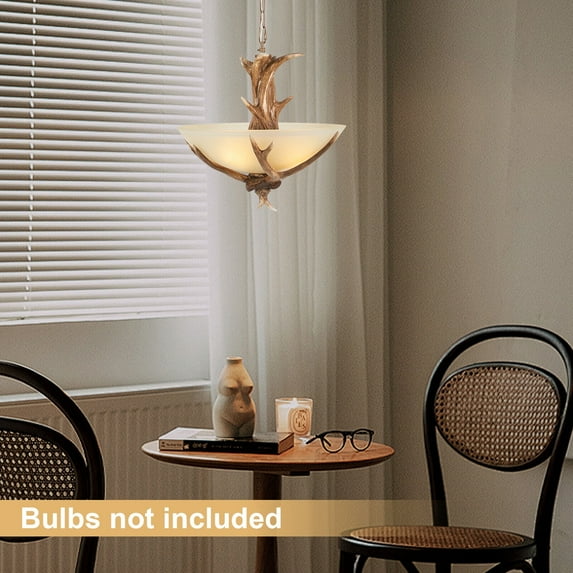 Antler Chandelier Pendant Lamp Rustic Vintage Resin Faux Deer Horn Ceiling Light
