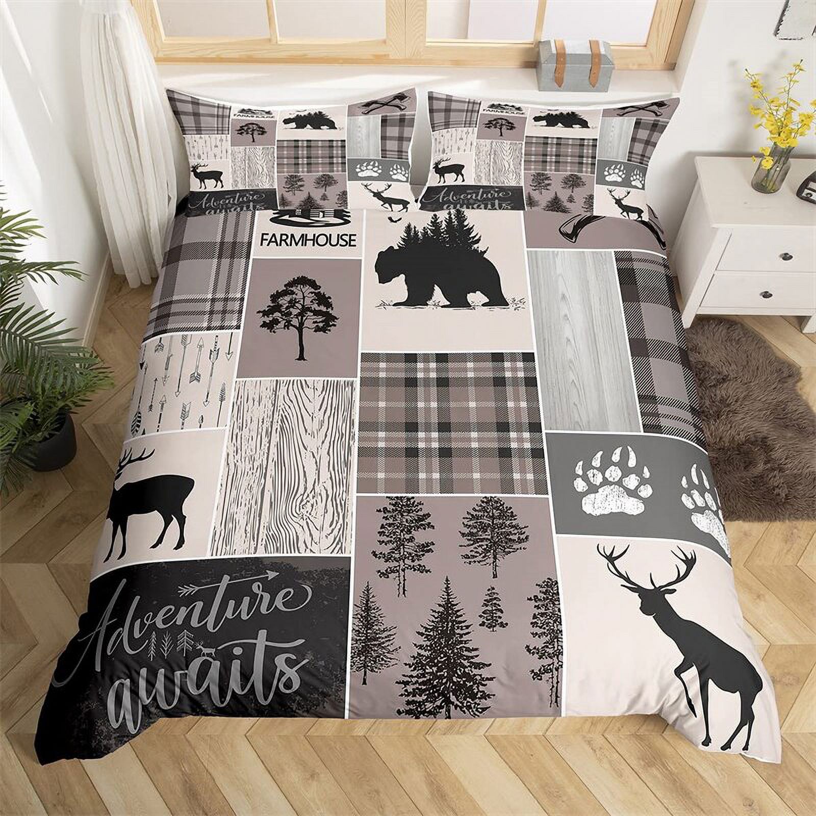 Antler Comforter Cover Whitetail Deer Fawn In Wilderness Stay In Countryside Rural Hunting Theme
