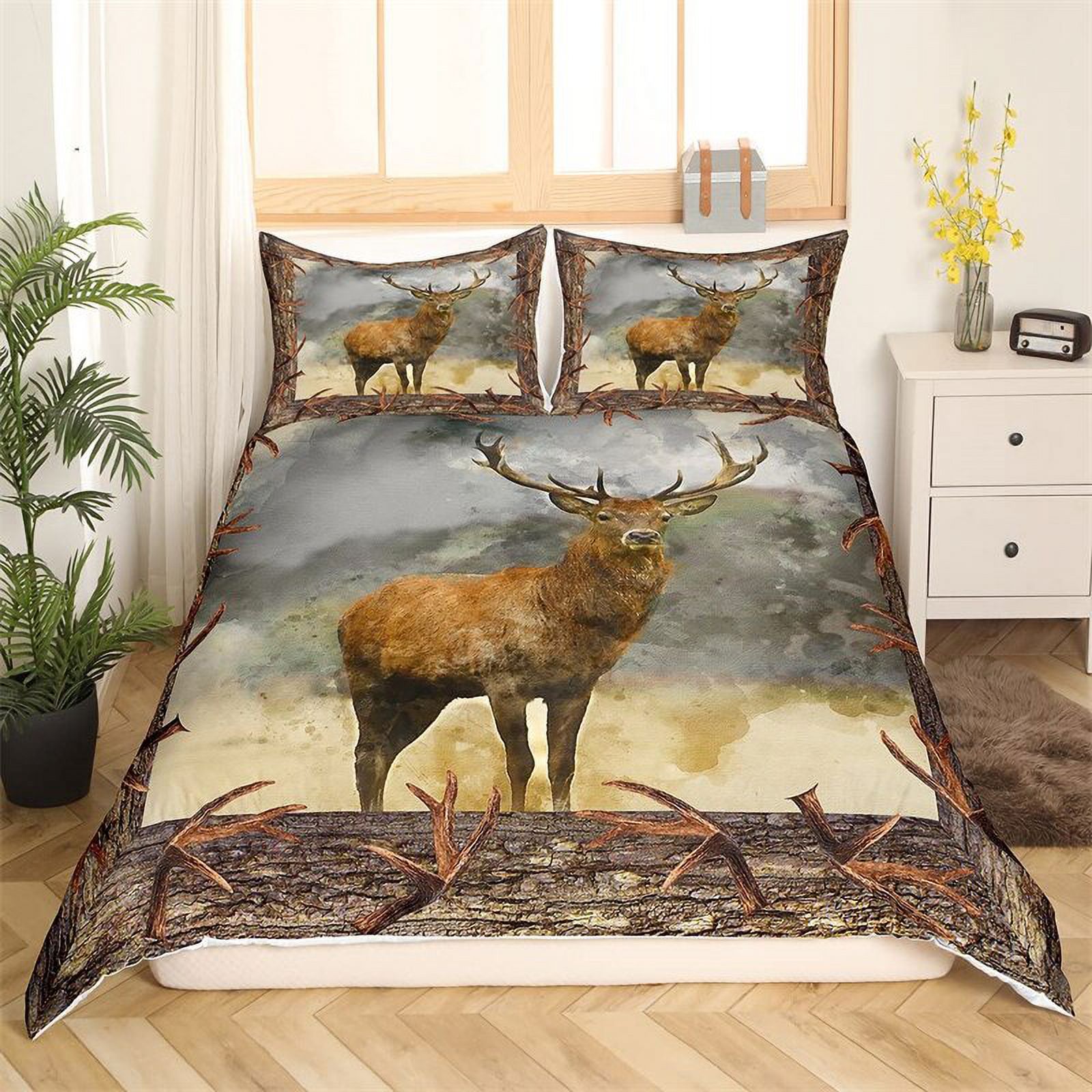 Antler Comforter Cover Whitetail Deer Fawn In Wilderness Stay In