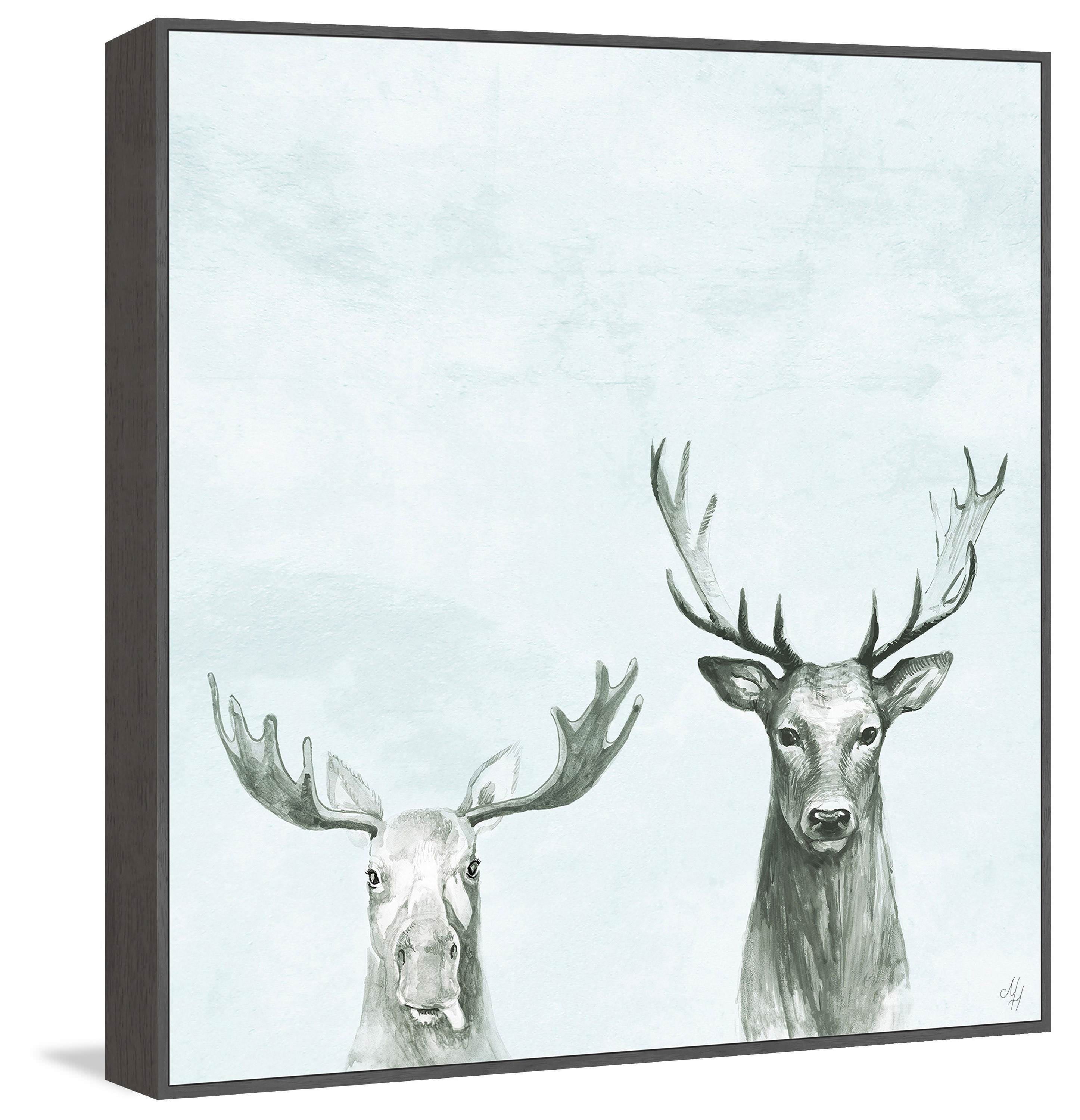 Antler Duo Floater Framed Painting Print on Canvas