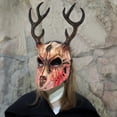 thumbnail image 1 of Antler Halloween Mask with Detachable Hornsfor Halloween Party Cosplay Costume Reindeer Deer Head Masquerade Full Face for Party Carnivals, 1 of 9