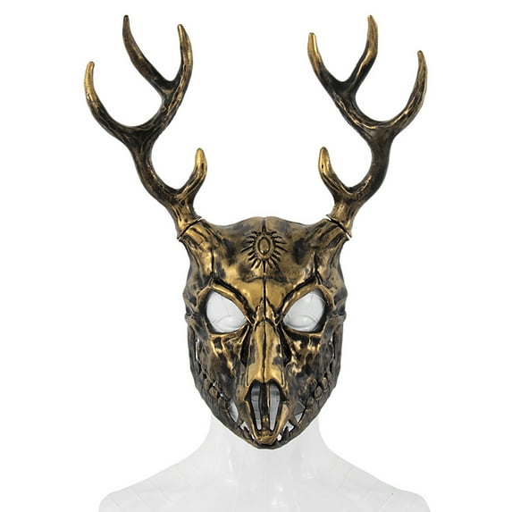 Antler Halloween Mask with Detachable Hornsfor Halloween Party Cosplay Costume Reindeer Deer Head Masquerade Full Face for Party Carnivals