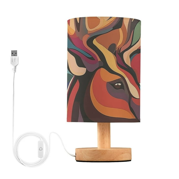 Antler Head Colorful Table Lamp for Desk Nightstand Lamp with USB Modern Gifts for Bedroom Living Room Kids Room