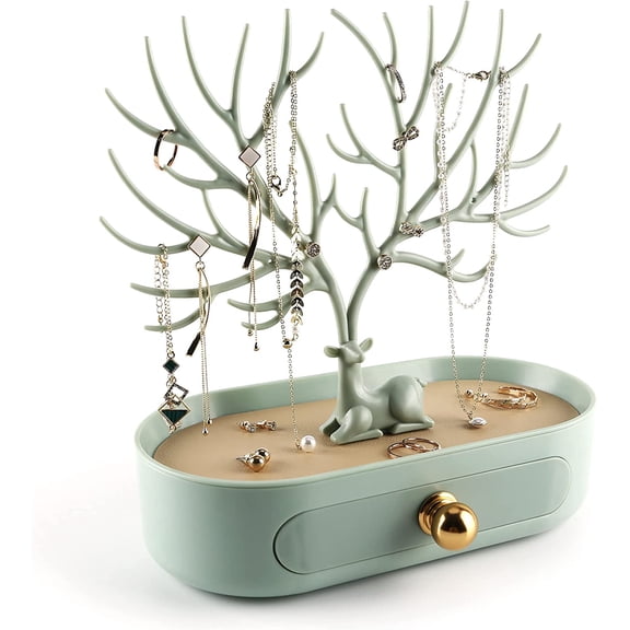Antler Jewelry Box, Striped Rotating Storage Box. The antlers can hang earrings, ear studs, bracelets, keys, etc.