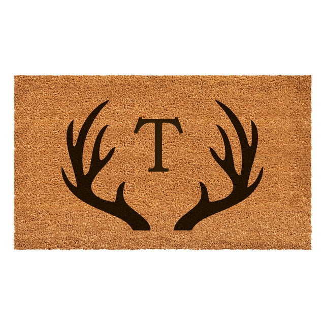 Antler Monogram Doormat, 17" x 29" (Letter T)