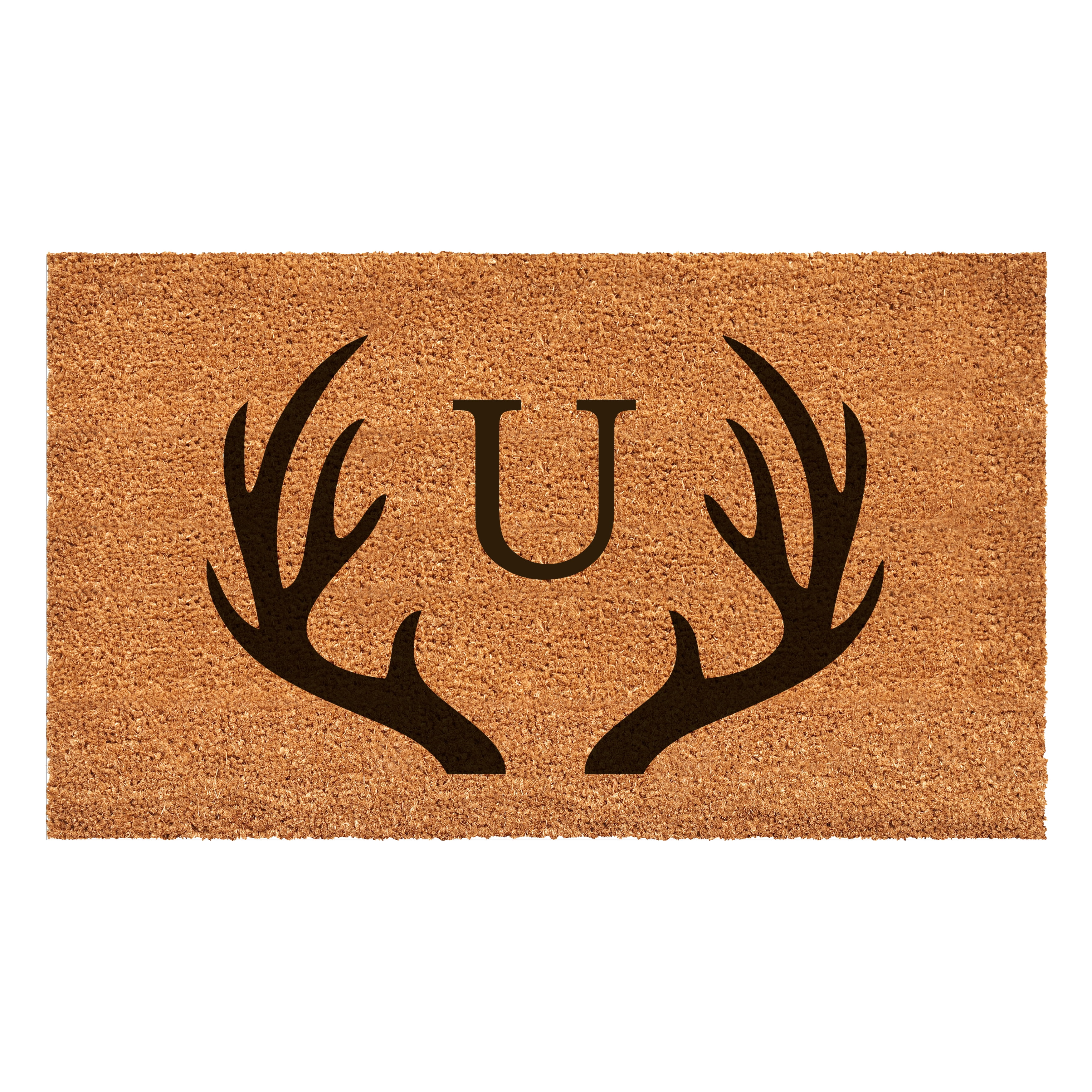 Antler Monogram Doormat, 17" x 29" (Letter U)