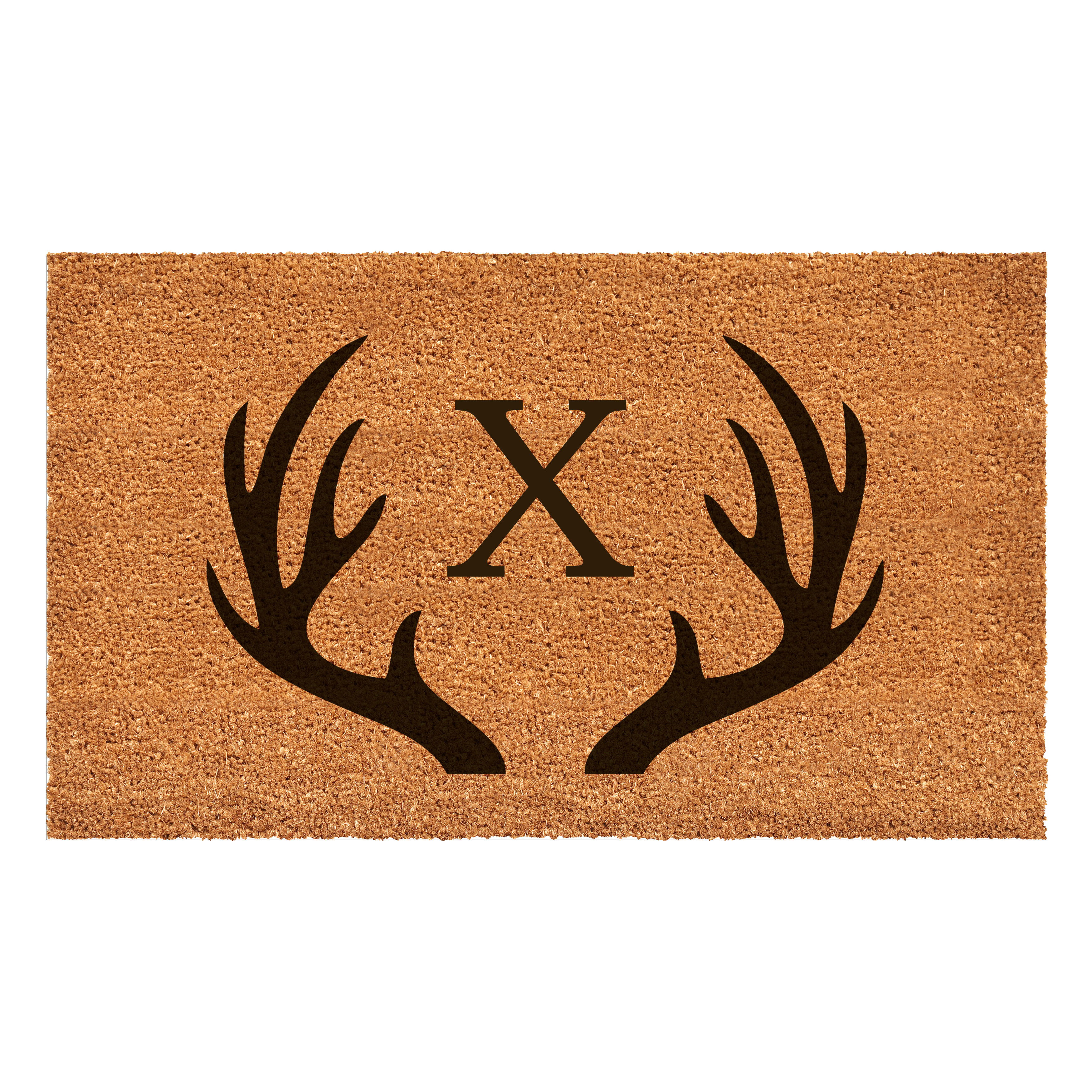 Antler Monogram Doormat, 17" x 29" (Letter X)