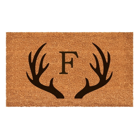 Antler Monogram Doormat, 24" x 36" (Letter F)