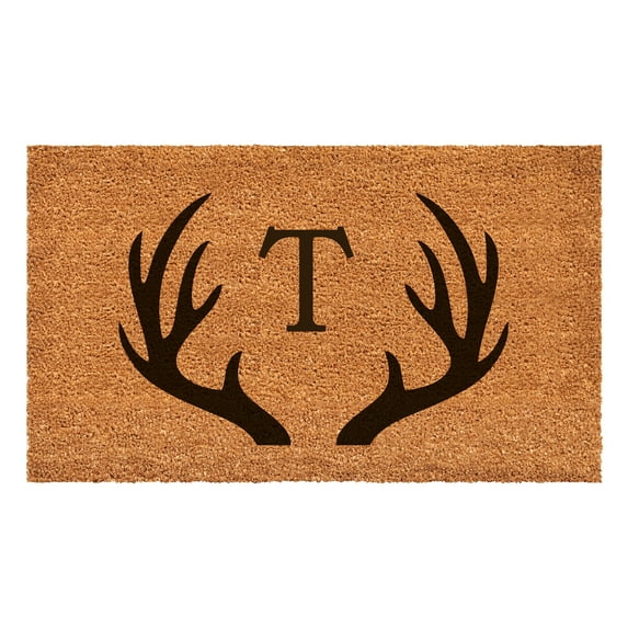 Antler Monogram Doormat, 24" x 36" (Letter T)
