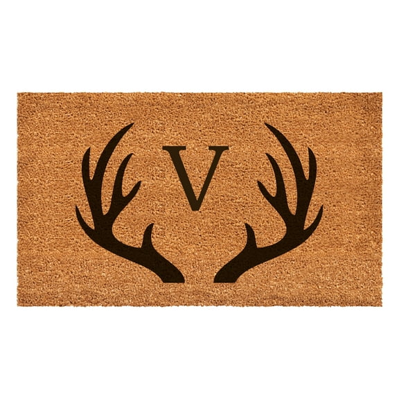 Antler Monogram Doormat, 24" x 36" (Letter V)