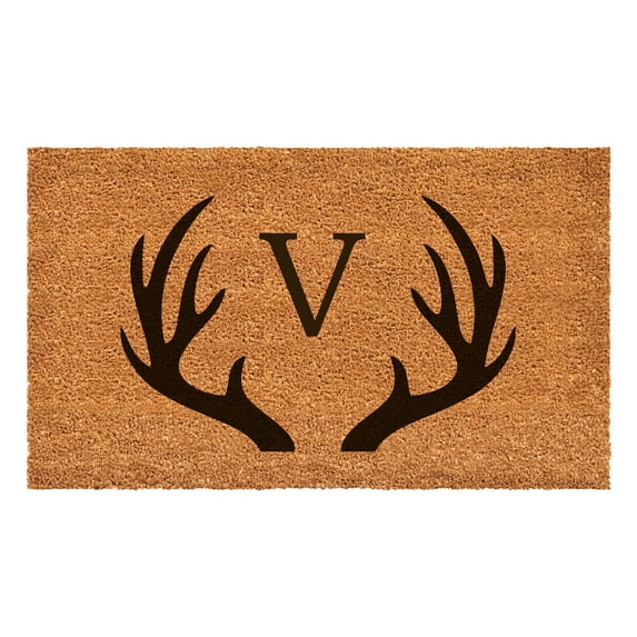 Antler Monogram Doormat, 24" x 36" (Letter V)
