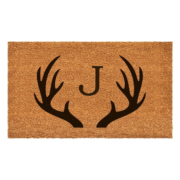 Antler Monogram Doormat, 24" x 48" (Letter J)