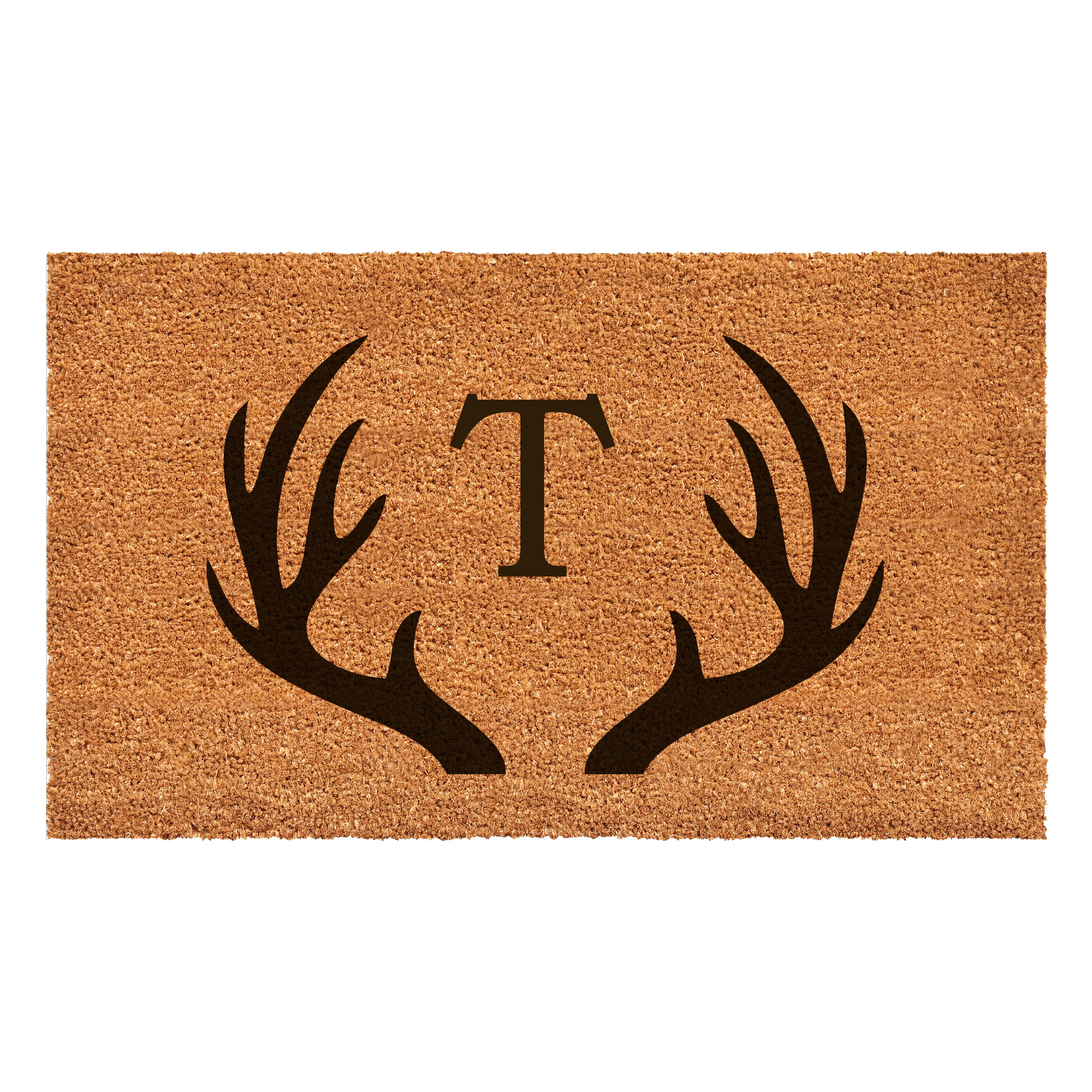 Antler Monogram Doormat, 24" x 48" (Letter T)