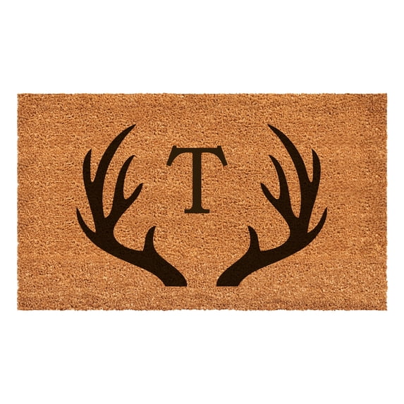 Antler Monogram Doormat, 24" x 48" (Letter T)