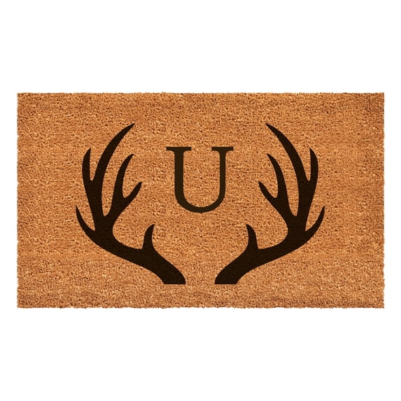 Antler Monogram Doormat, 24" x 48" (Letter U)