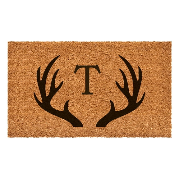Antler Monogram Doormat, 30" x 48" (Letter T)