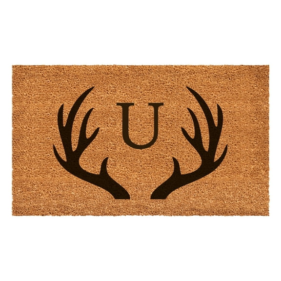 Antler Monogram Doormat, 30" x 48" (Letter U)