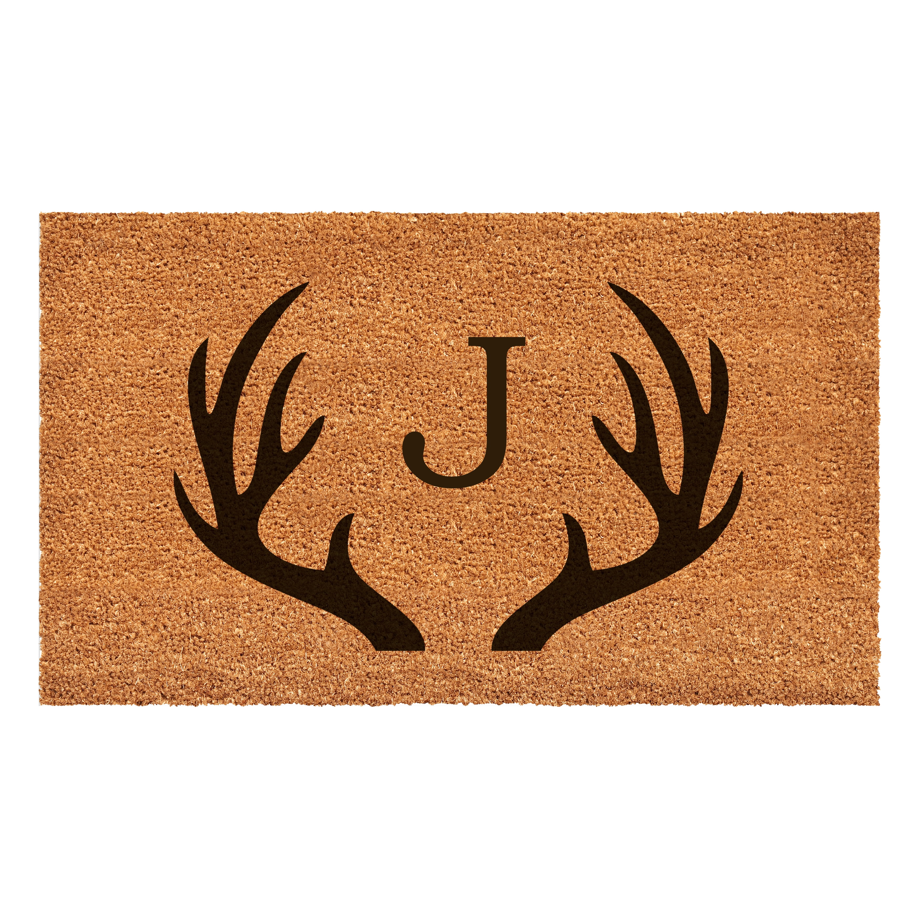 Antler Monogram Doormat, 36" x 72" (Letter J)