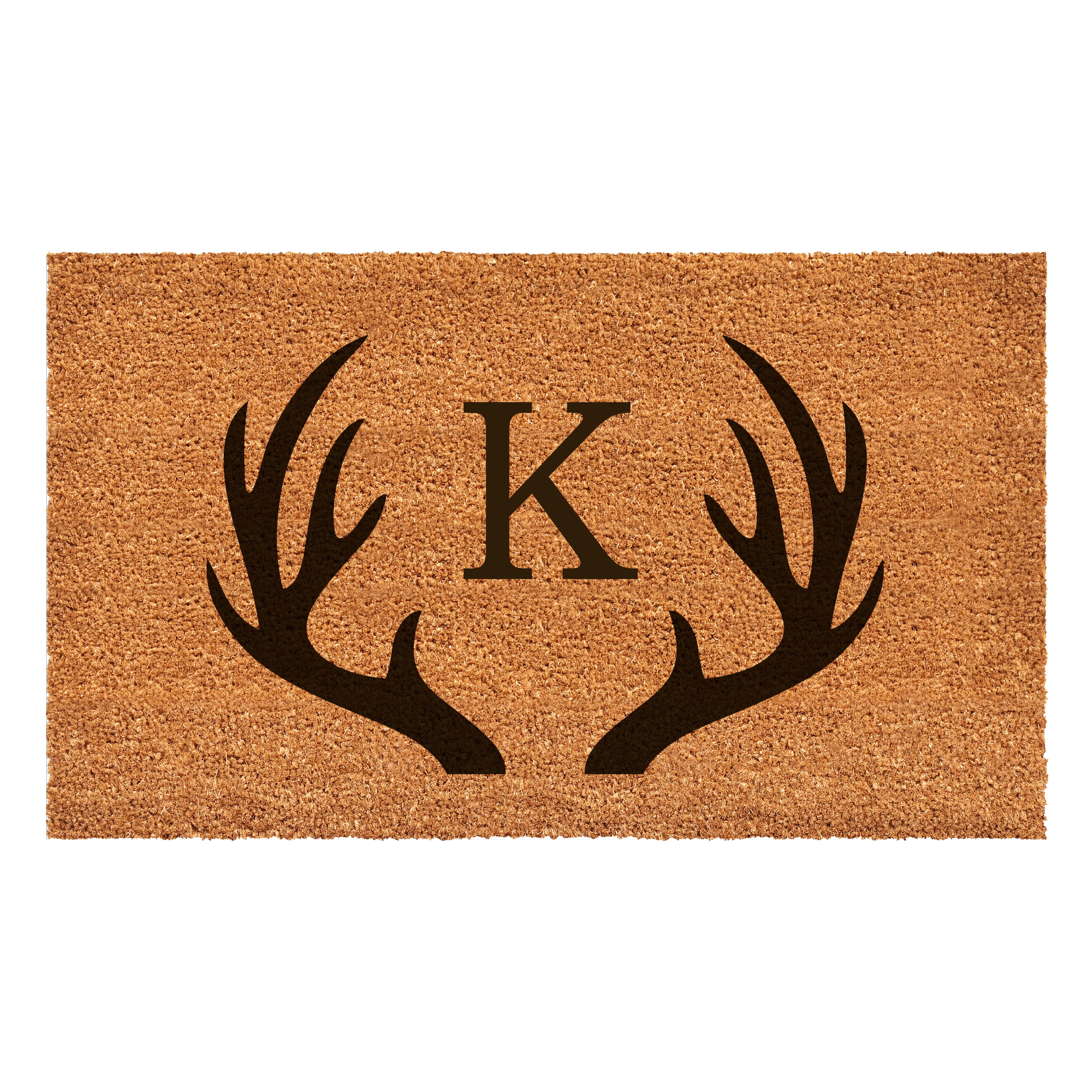 Antler Monogram Doormat, 36" x 72" (Letter K)