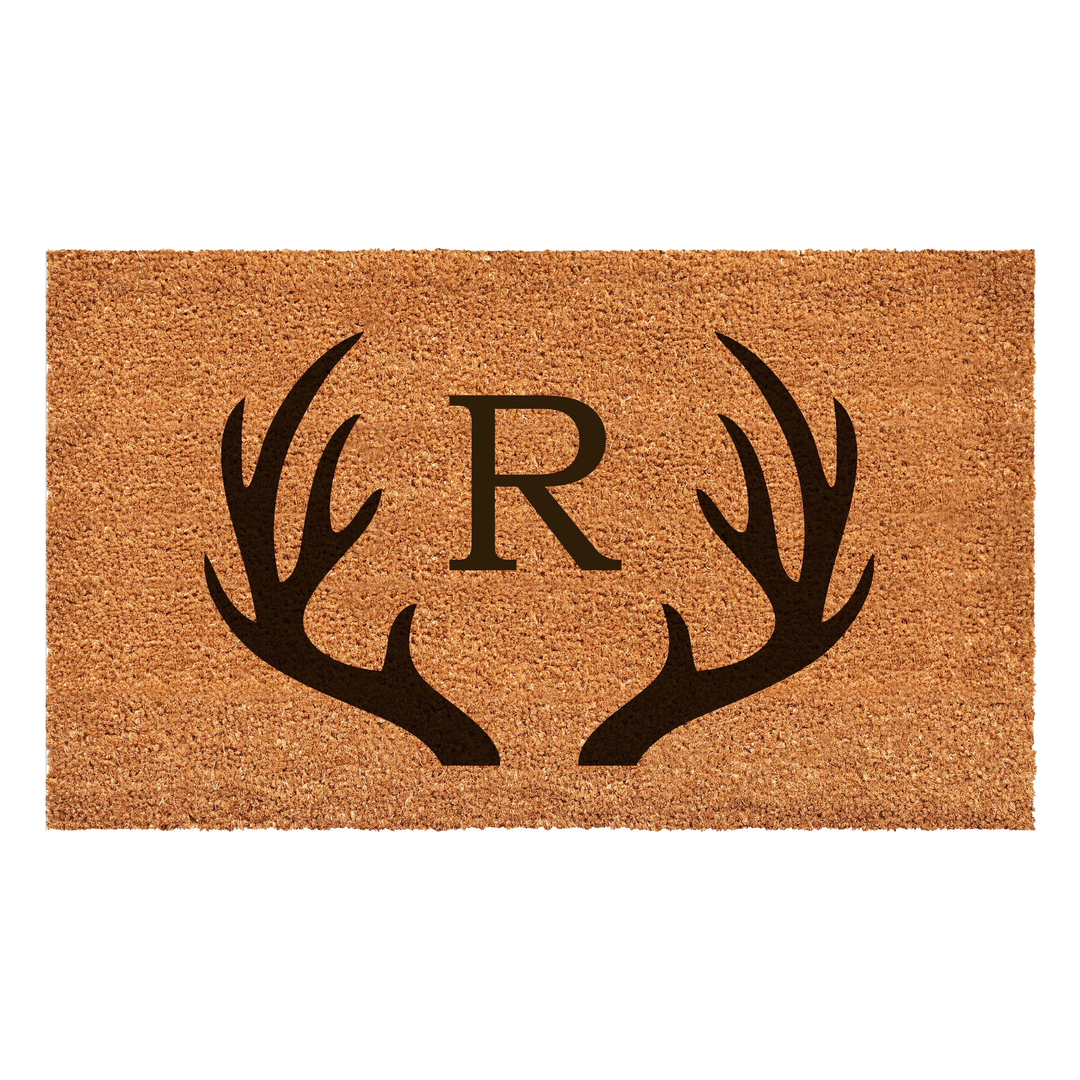 Antler Monogram Doormat, 36" x 72" (Letter R)