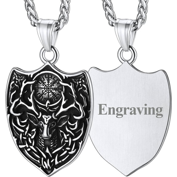 Antler Necklace For Women, Vintage Viking Deer Pendant Necklace, Stainless Steel Christmas Jewerly Gift With Delicate Box[Z4857]