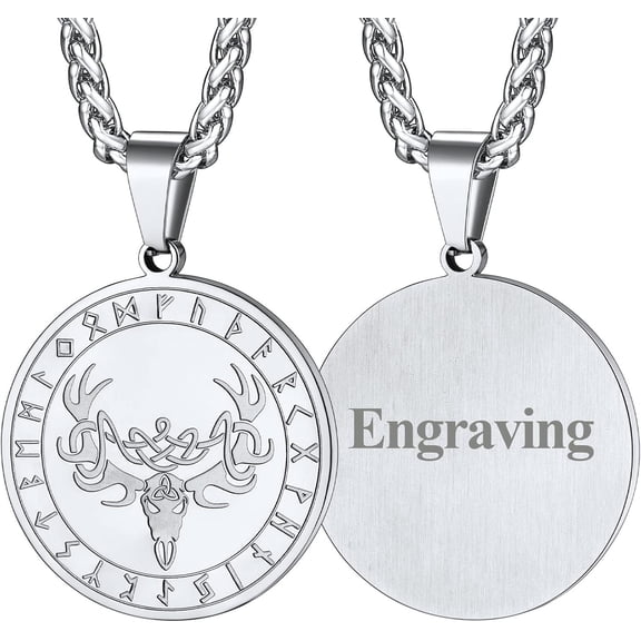 Antler Necklace For Women, Vintage Viking Deer Pendant Necklace, Stainless Steel Christmas Jewerly Gift With Delicate Box[Z4860]