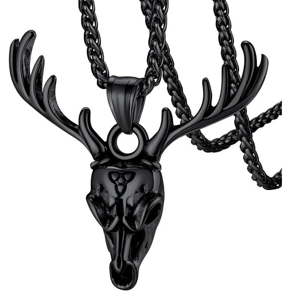 Antler Necklace For Women, Vintage Viking Deer Pendant Necklace, Stainless Steel Christmas Jewerly Gift With Delicate Box[Z4866]