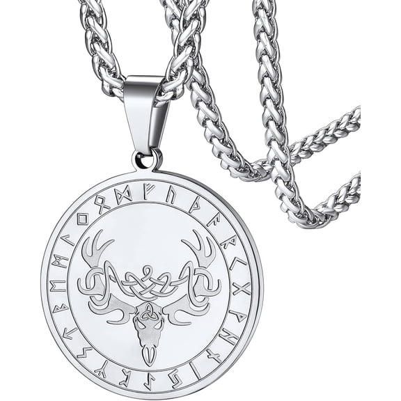 Antler Necklace For Women, Vintage Viking Deer Pendant Necklace, Stainless Steel Christmas Jewerly Gift With Delicate Box[Z4871]